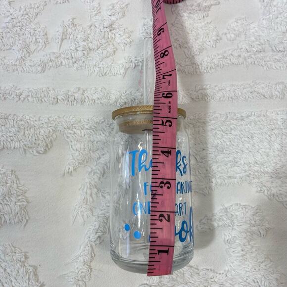 GLASS TUMBLER w/Glass Straw Thanks for Making Me One Smart Cookie 16oz Humorous - Picture 5 of 6